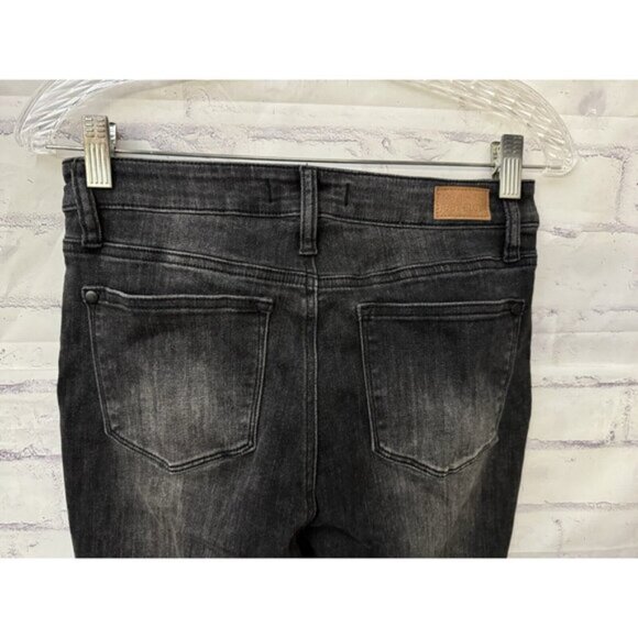 Judy Blue Size 5/27 Storm Chaser Super Flare Jeans Black Raw‎ Hem Stretch - Picture 3 of 9